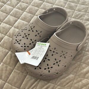 CROCS Floral Clogs - Tan